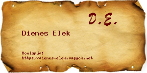 Dienes Elek névjegykártya